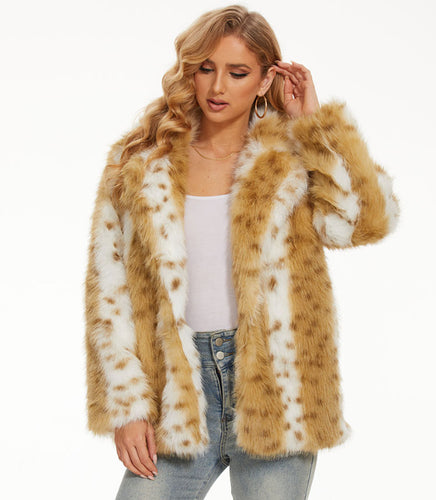 Glamorous faux fur jacket for women with elegant stripes Lune London