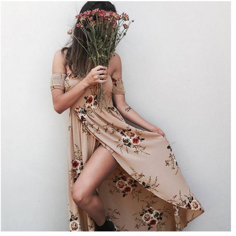 Robe maxi femme avec design décolleté et motifs floraux Chic & Stil