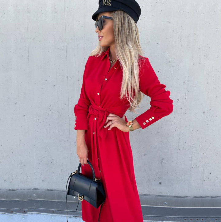 Lune London | Women's Shirt Dress with Tie Belt and Side Slit