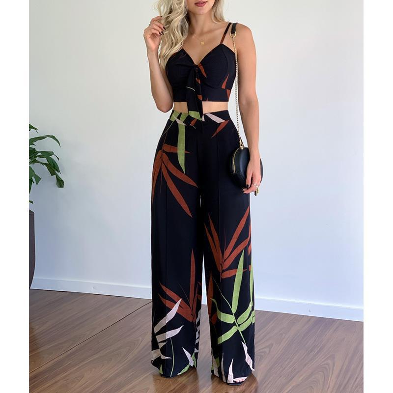 Ensemble Élégant Femme avec Combinaison de Haut Court et Pantalons Amples Chic & Stil