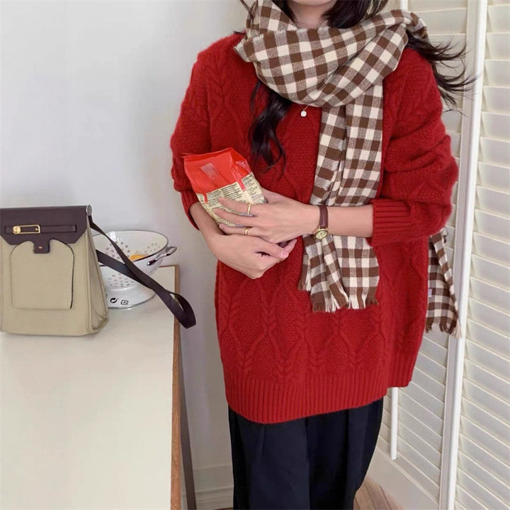 Pull en tricot pour femmes avec motif en cable et coupe décontractée Chic & Stil