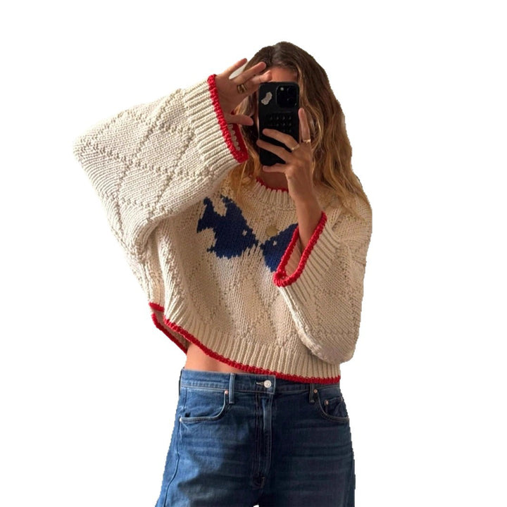 Women Turtleneck Sweater with a textured knitted pattern and striking contrasts Lune London