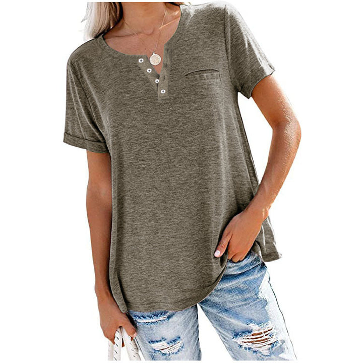High quality women's t-shirt with button detail and relaxed fit Lune London