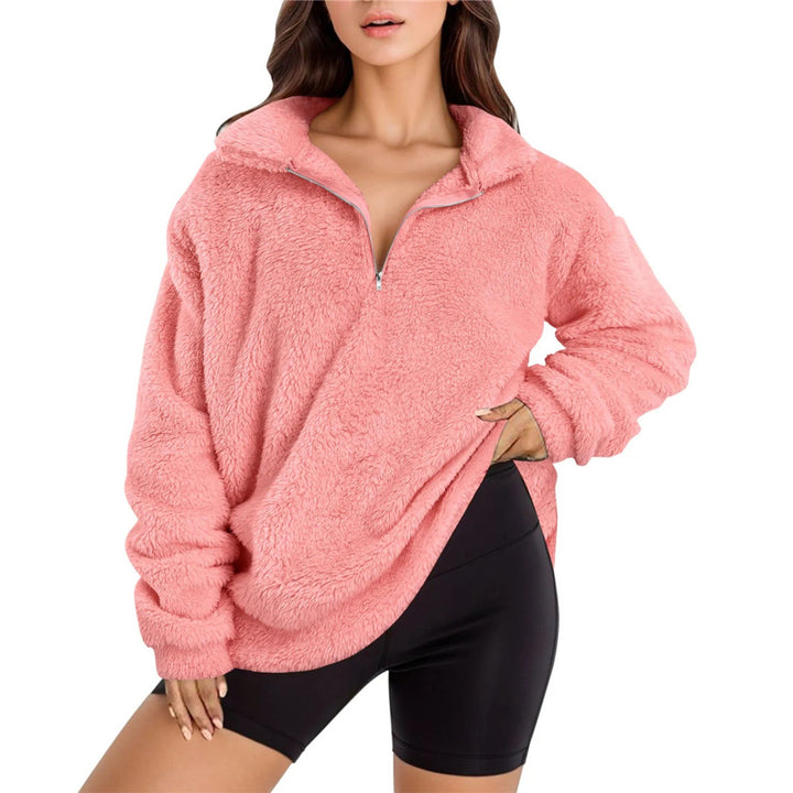 Ladies soft fleece sweater with half zipper Lune London