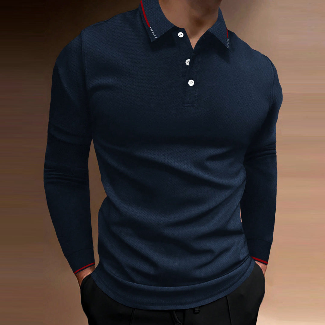 Long sleeve polo shirt for men with textured design Lune London
