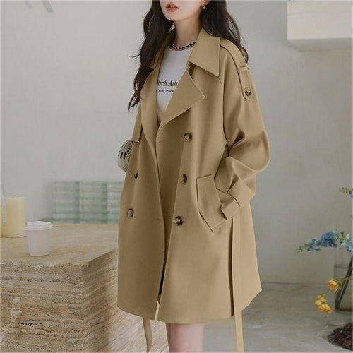 Manteau d trench décontracté pour femmes avec ceinture et détails de boutons classiques Chic & Stil