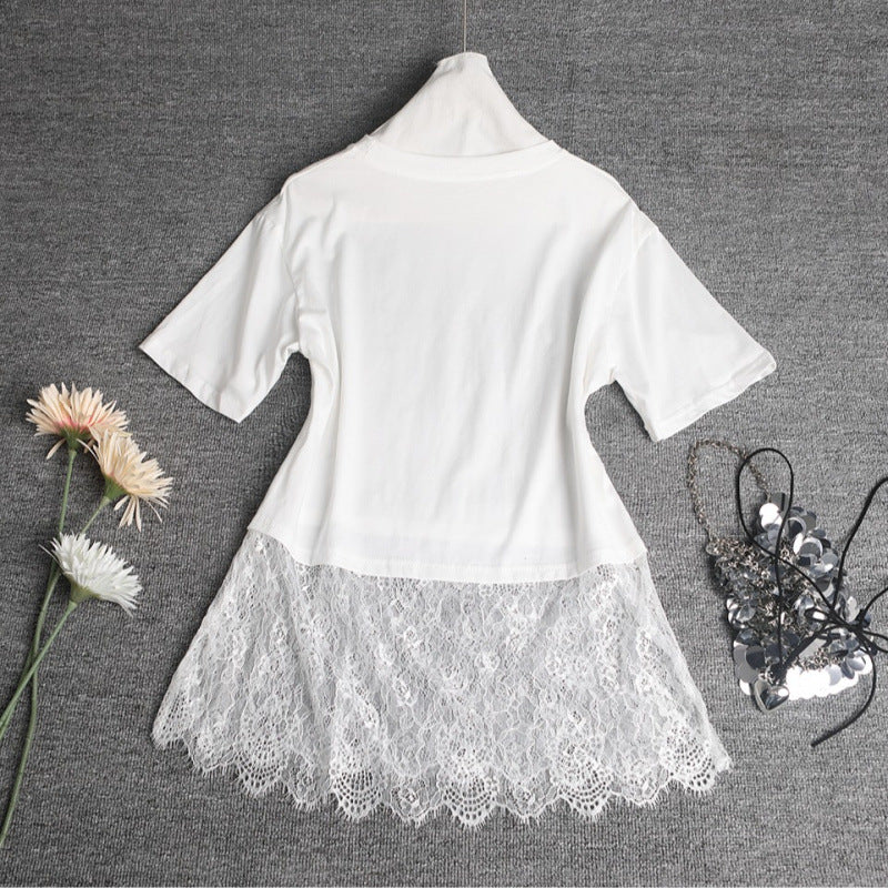 Lace Overlay T-shirt Trendy Women Lune London