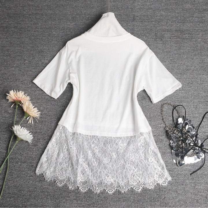 Lace Overlay T-shirt Trendy Women Lune London