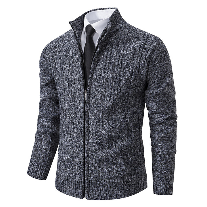 Knit jacket for men with high collar and textured pattern Lune London