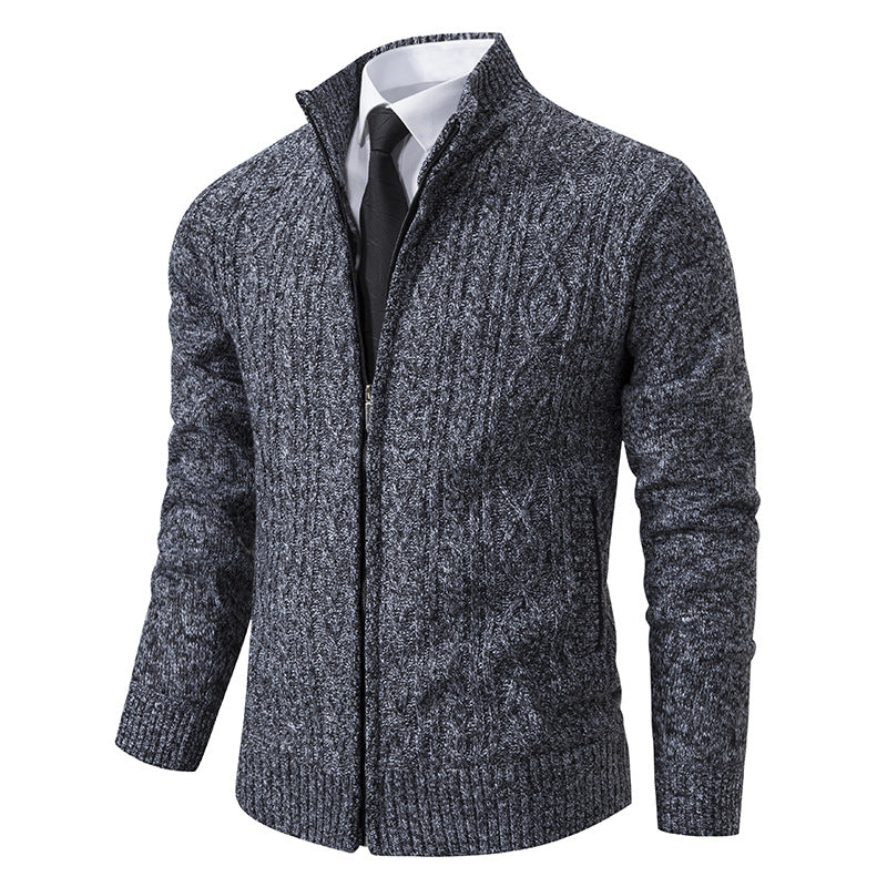 Lune London | Men's Cardigan with Stand-Up Collar and Textured Pattern