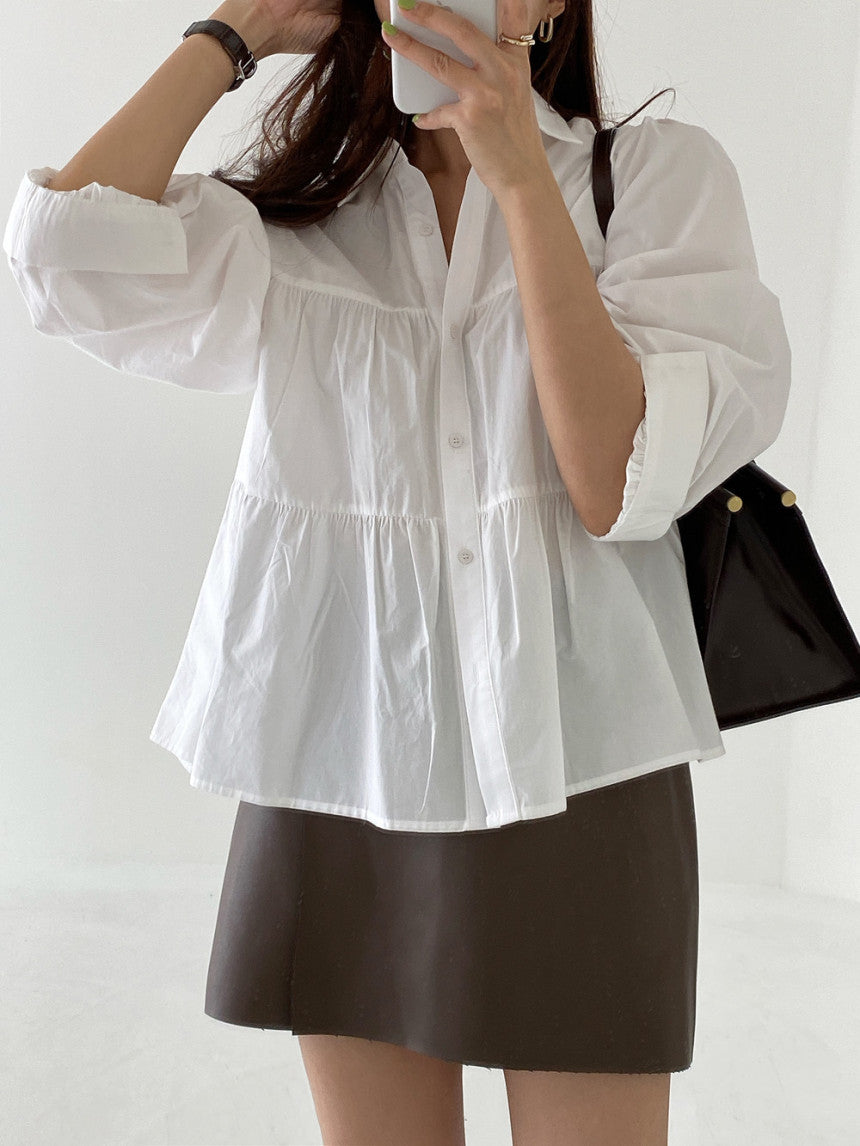 Lune London Women's Elegant Layered Button-Up Blouse