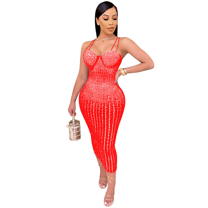 Lune London rhinestone embellished bodycon midi dress for ladies