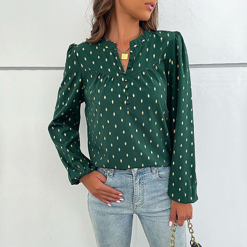 Women's shirt with fine print and button details Lune London