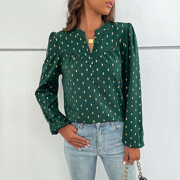 Women's shirt with fine print and button details Lune London