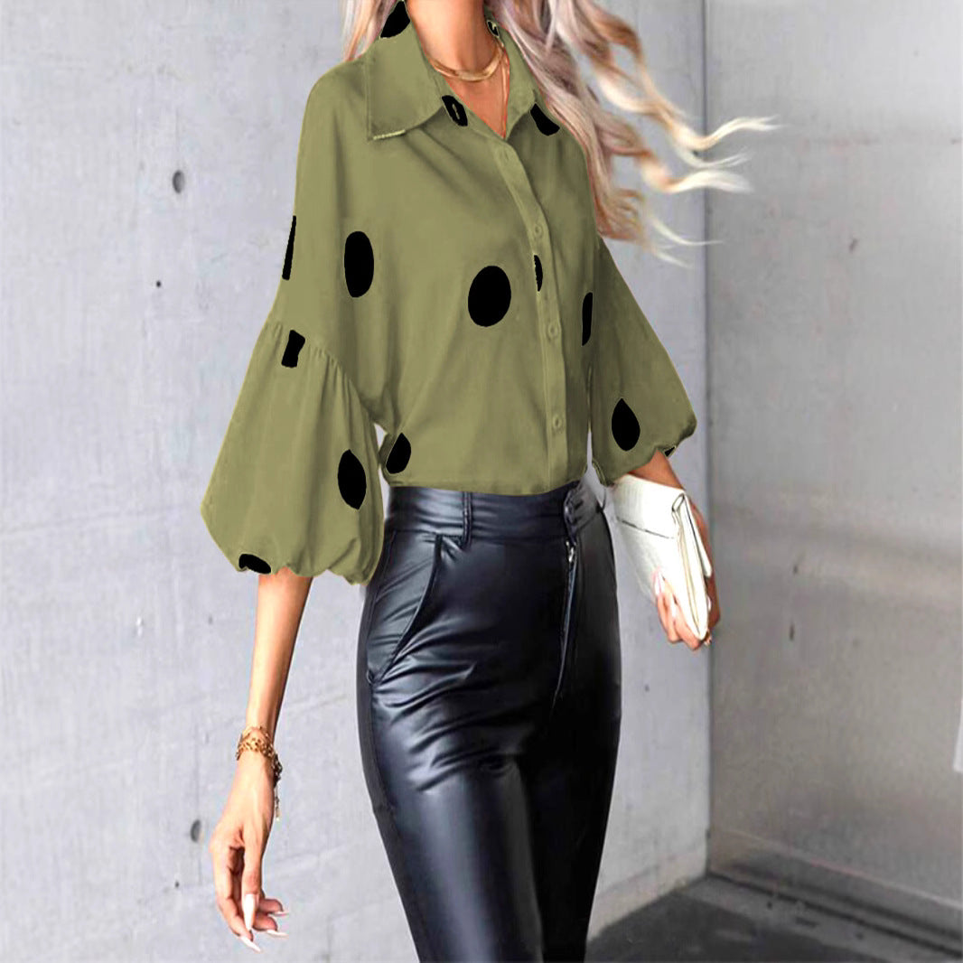 Women's blouse with a polka dot pattern all over and voluminous sleeves Lune London