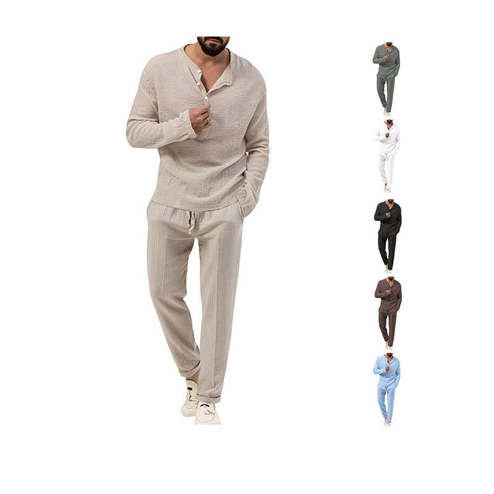 Casual men's outfit with button placket and elastic waistband Lune London
