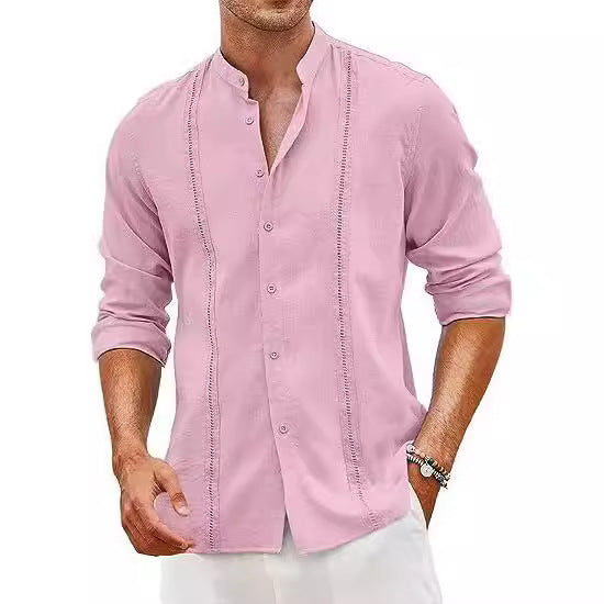 Men's leisure shirt with mandarin collar and buttons Lune London