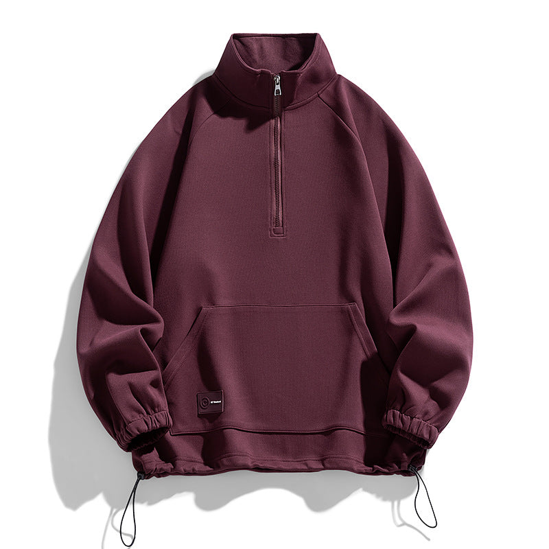 Pull-over à manches longues pour hommes avec ouverture zippée courte Lune London