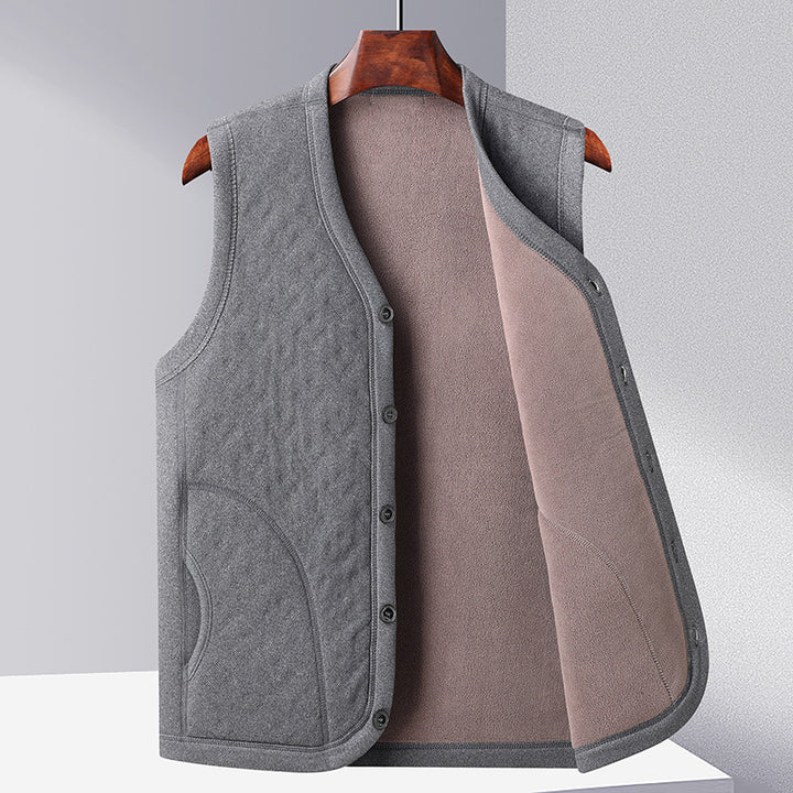 Ladies warm knitted vest with plunging V-neck and practical pockets Lune London