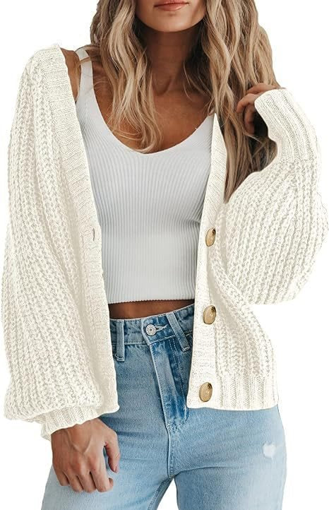 Thick knit cardigan for women with button details and loose fit Lune London