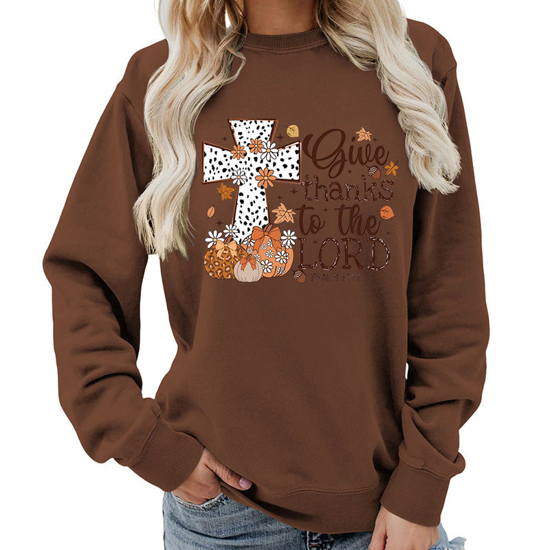 Sweat-shirt pour femmes avec impression croisée créative et design automnal Chic & Stil
