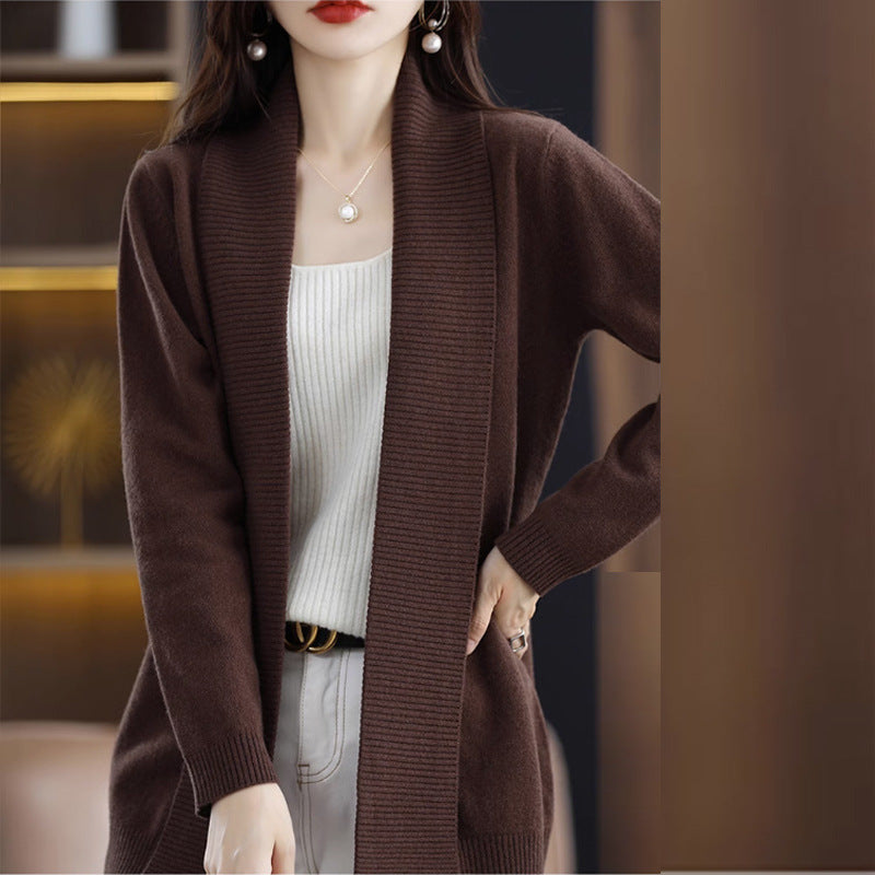 Cardigan for women with elegant ribbed structures and an open cut Lune London