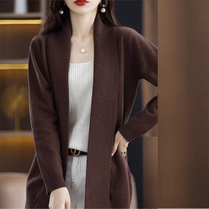 Cardigan for women with elegant ribbed structures and an open cut Lune London
