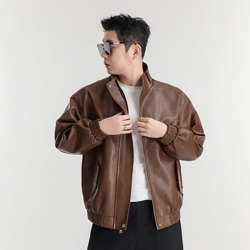 Men's faux leather jacket with a casual look featuring practical flap pockets Lune London