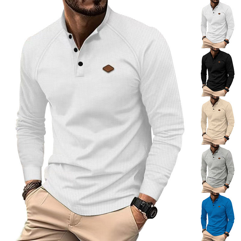 Men's long sleeve shirt with textured design and stylish Henley neckline Chic and style