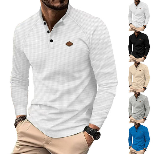 Men's long sleeve shirt with textured design and stylish Henley neckline Chic and style