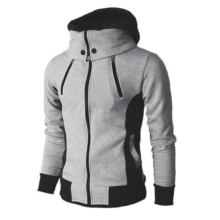 Innovative hooded jacket for men with contrasting inserts and strategic zippered pockets Lune London