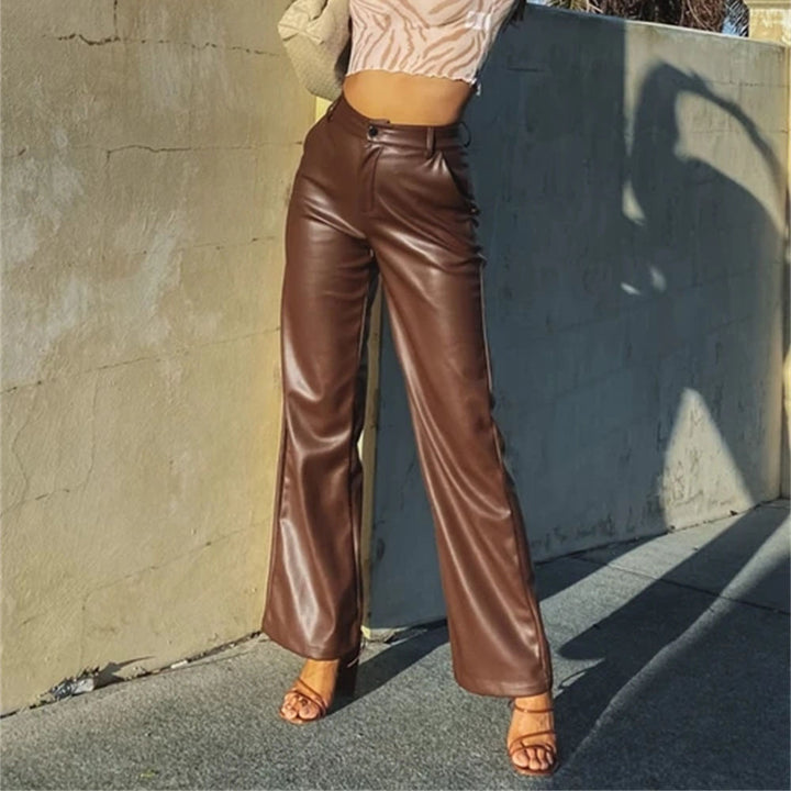 Faux leather trousers for women, with wide legs and a chic elegant fit Lune London