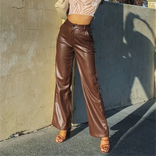 Faux leather trousers for women, with wide legs and a chic elegant fit Lune London