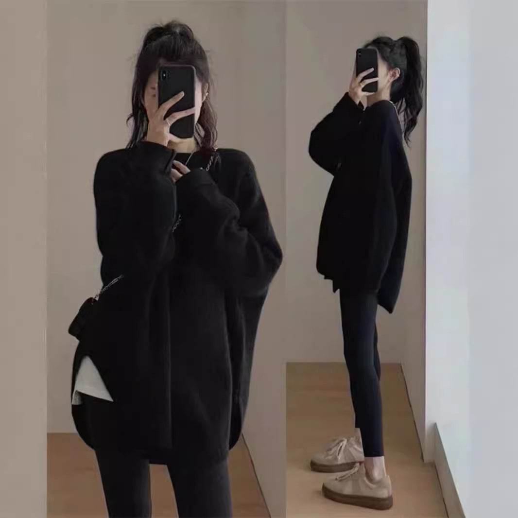 Pull oversized confortable pour femmes en matériau tricot doux avec une coupe décontractée