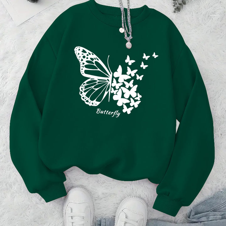 Sweatshirt femme avec motif papillon créatif et coupe décontractée Chic & Stil