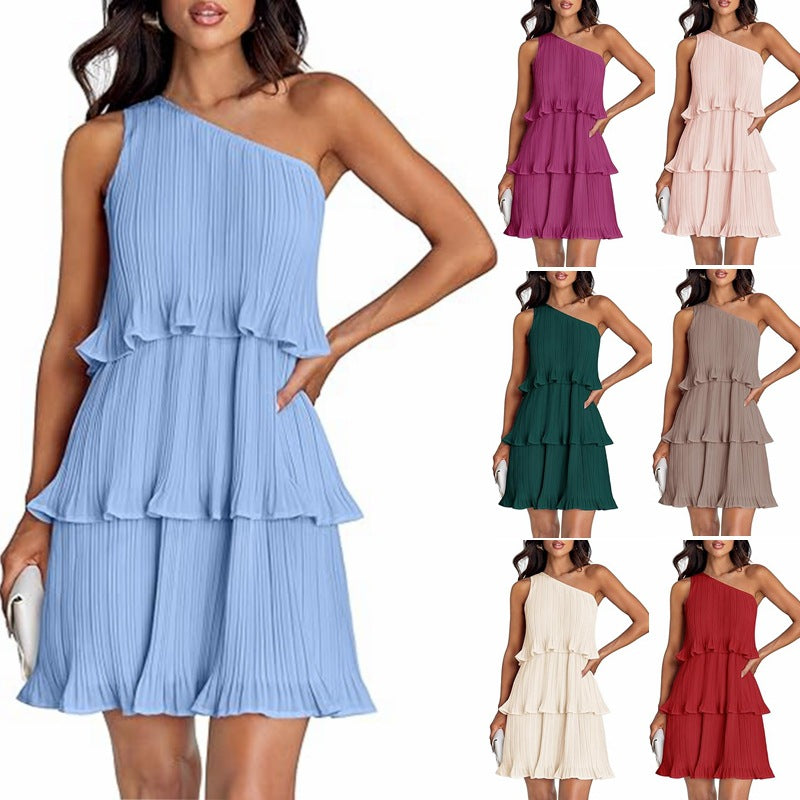 Asymmetrical ruffle dress for women with ruffle details Lune London
