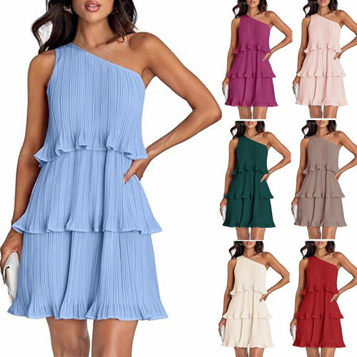 Asymmetrical ruffle dress for women with ruffle details Lune London