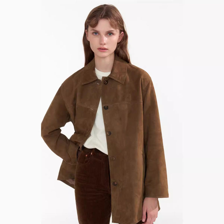 Veste en suède stylée pour femmes avec fermeture à boutons Chic & Stil