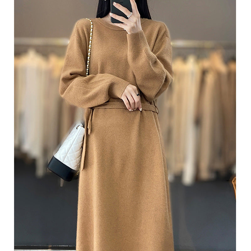 Knit dress for women with tie detail and soft material Lune London