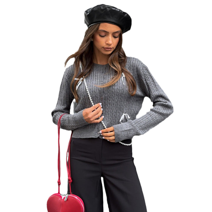Cropped knit jacket for women with elegant ruffles and trendy details Lune London