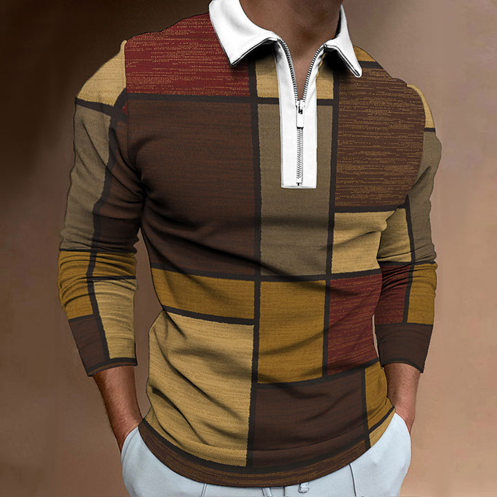 Men's polo with zipper, trendy and unique graphic design Lune London