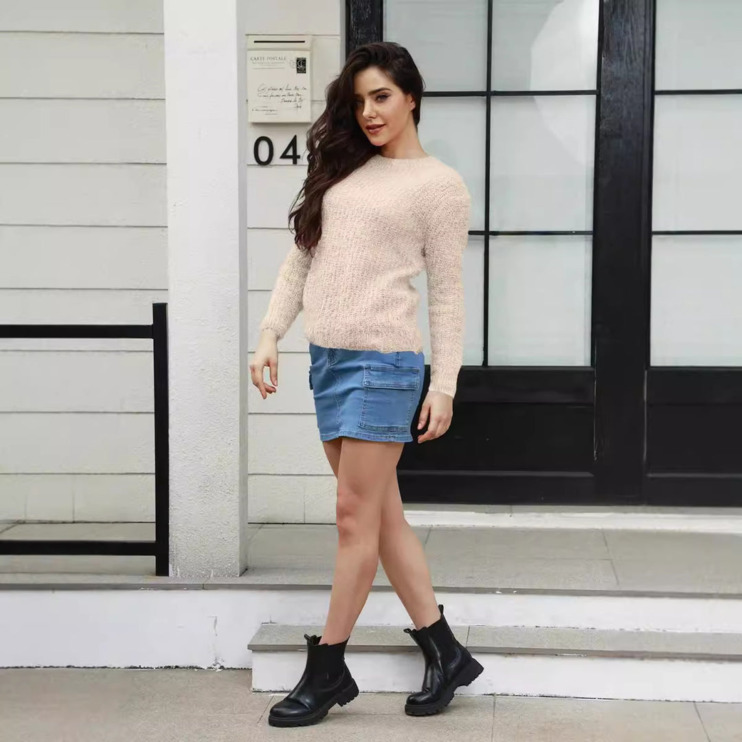 Knitted sweater for women with structured fabric and relaxed fit Lune London