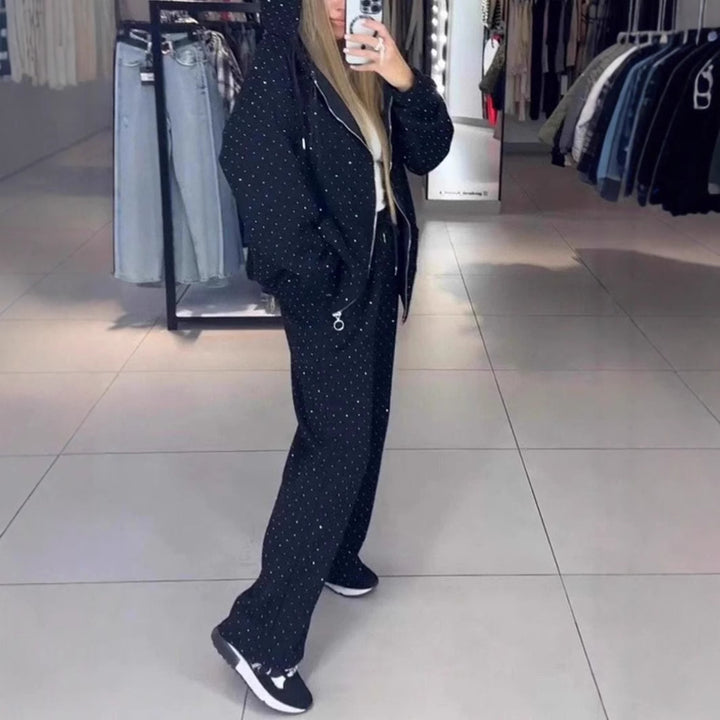 Chic Polka Dot Track Suit for Women