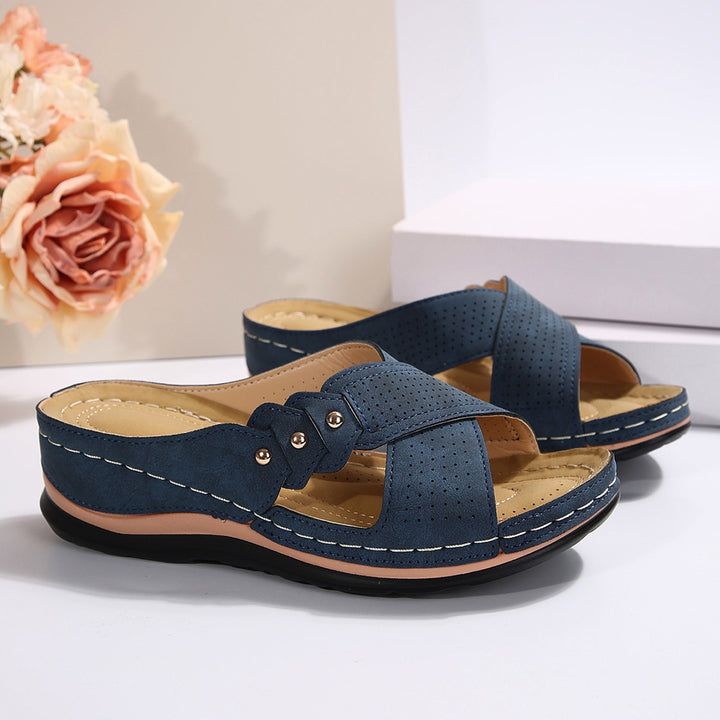 Lune London Elegant Perforated Slip-on Sandals for Women