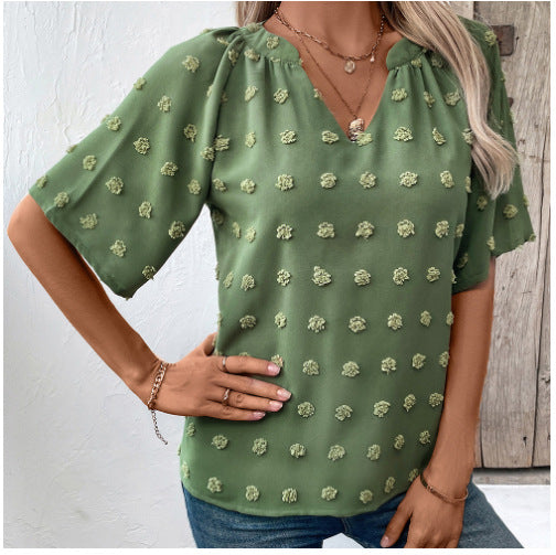 Ladies elegant top with structured floral pattern Lune London