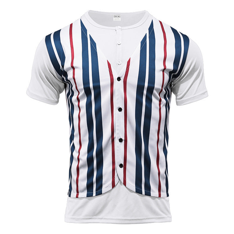 Short shirt for men with an innovative V-neck and a chic and stylish button placket