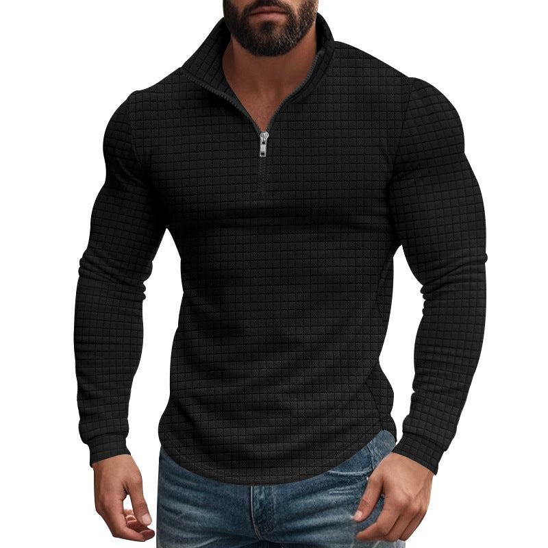 Quilted men's pullover with half-zip Lune London