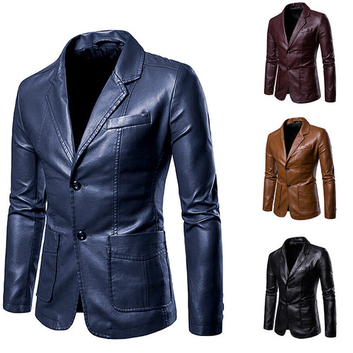Elegant faux leather jacket for men with modern cut and practical pockets Lune London