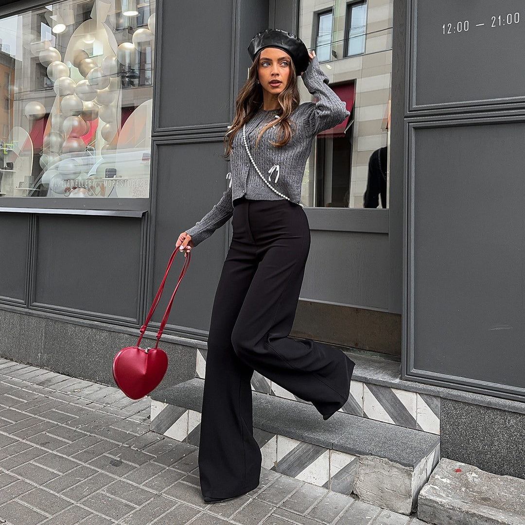 Cropped knit jacket for women with elegant ruffles and trendy details Lune London