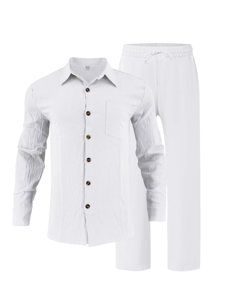 Men's elegant shirt and casual trousers set chic and style